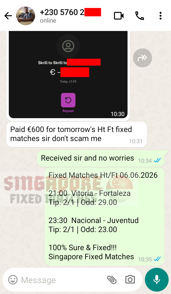 halftime fulltime fixed match ticket 06.06.2026