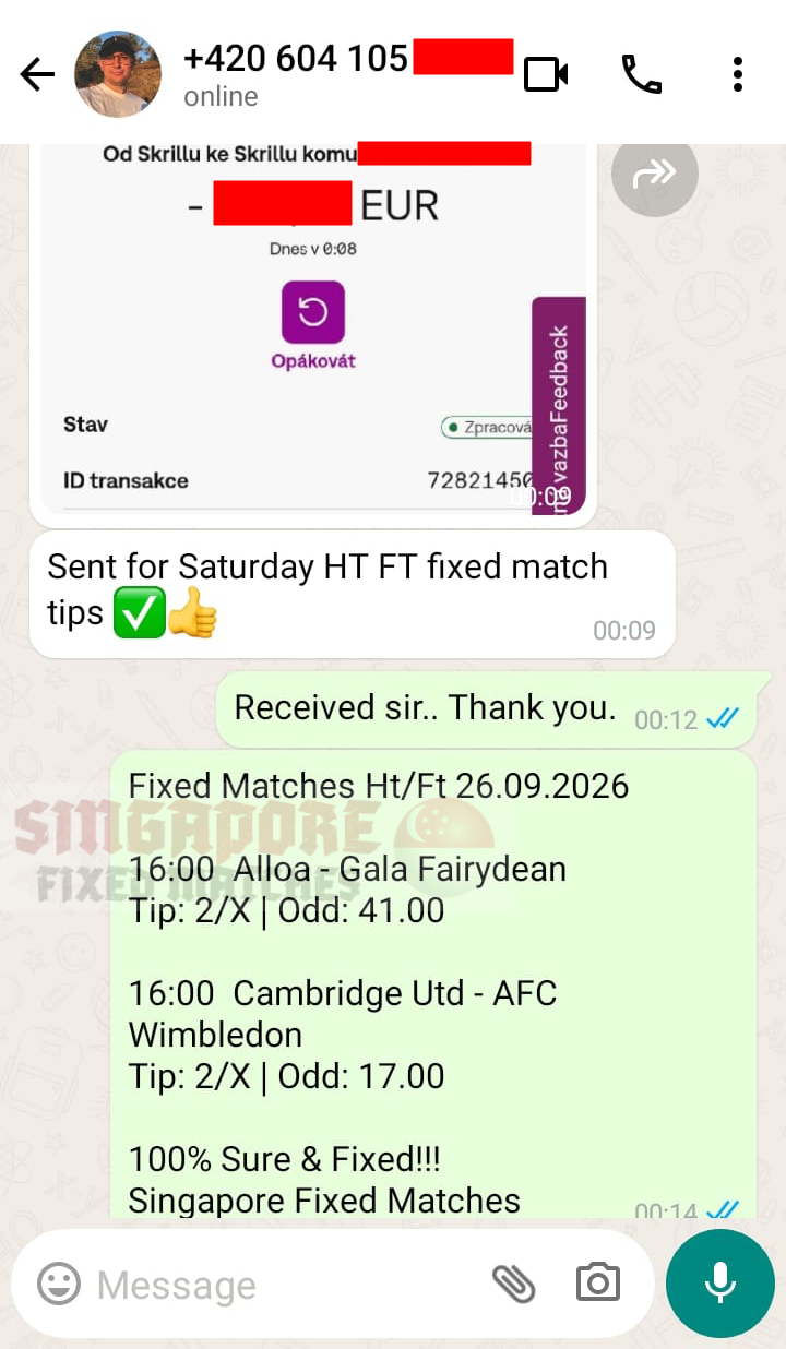halftime fulltime fixed match ticket 26.09.2026