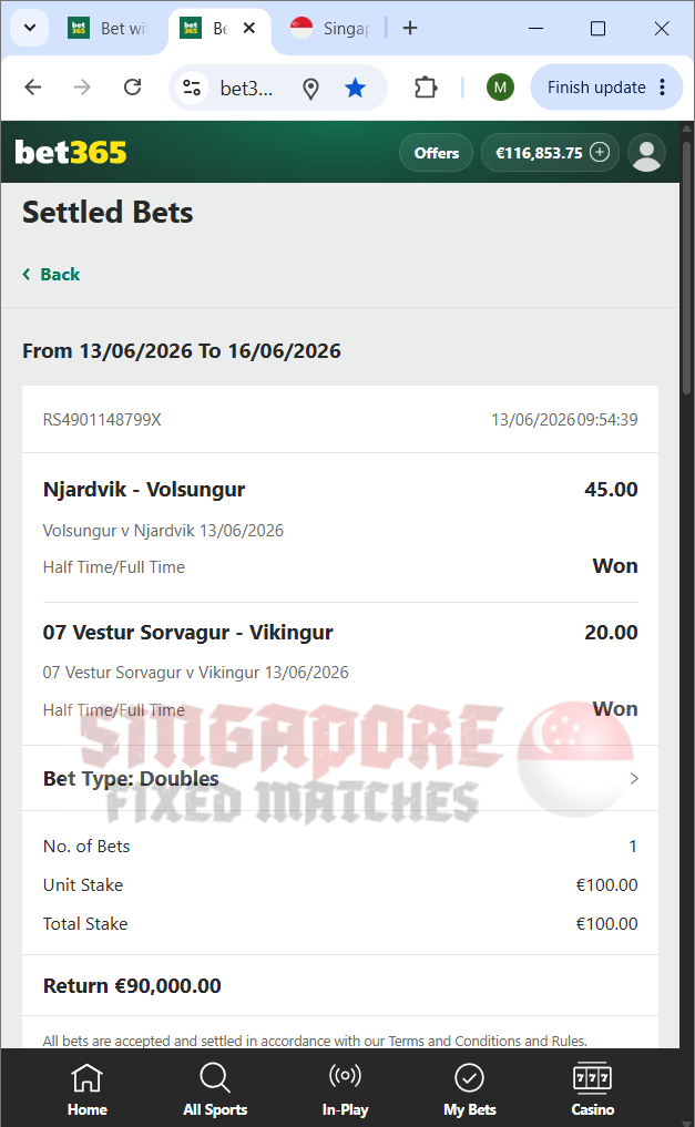 fixed matches ht ft ticket proof 13.06.2026