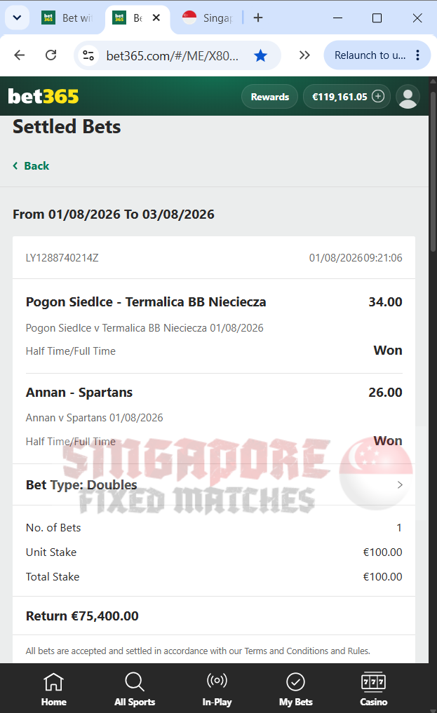 fixed matches ht ft ticket proof 01.08.2026