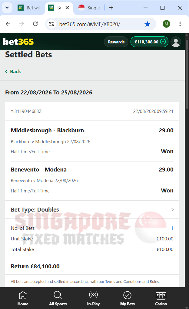 fixed matches ht ft ticket proof 22.08.2026