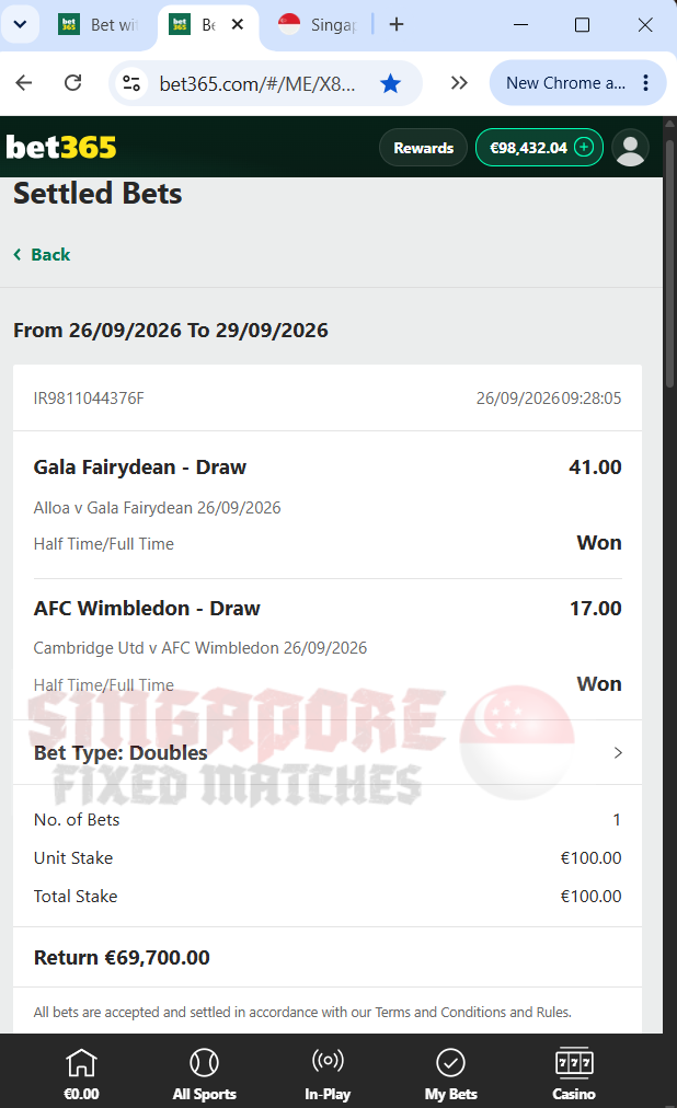 fixed matches ht ft ticket proof 26.09.2026